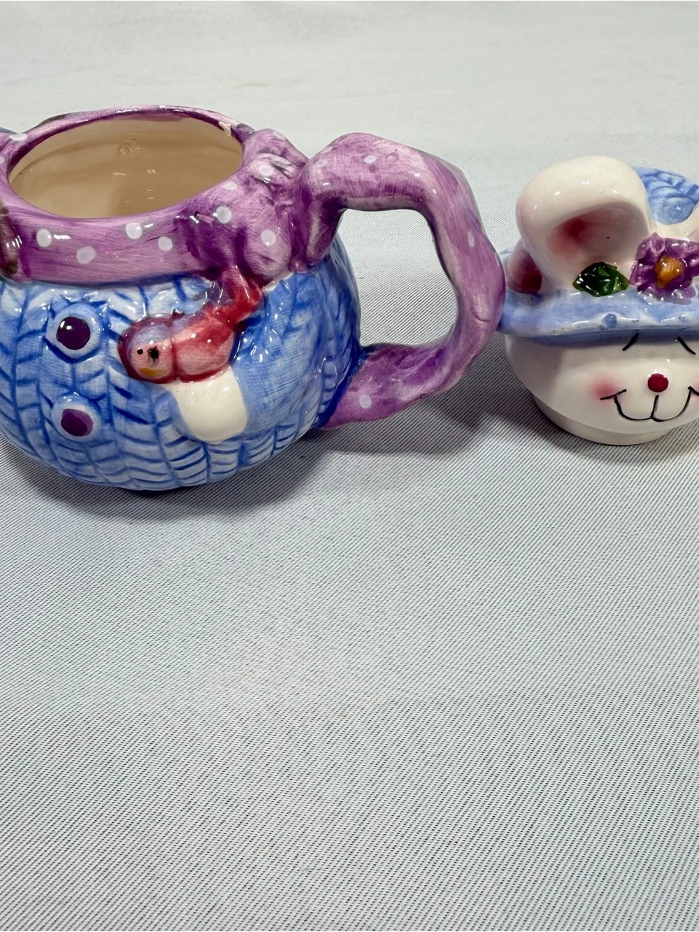 Vintage Ceramic Easter Bunny Teapot Spring Decorative Pink Blue Flomo Unlimited